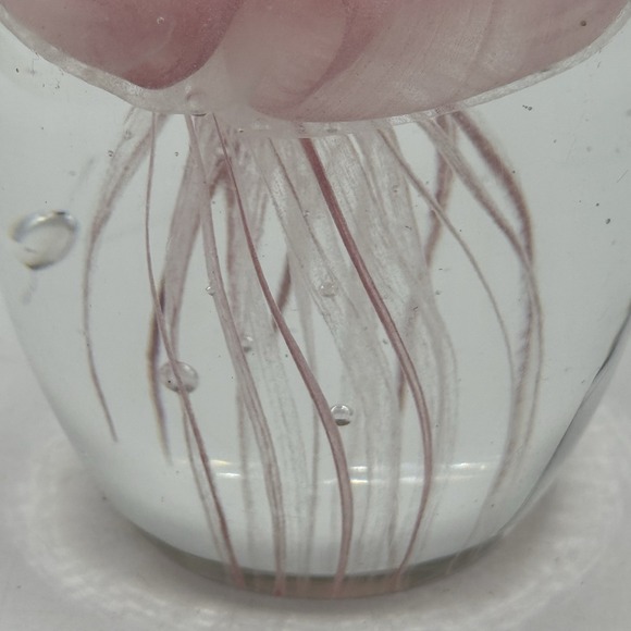 Dynasty Gallery Pink Jellyfish Heavy Art Glass Paperweight w Sticker 4" - Picture 6 of 6